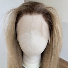 Brown Blonde Long Straight T Lace Front Wig Synthetic Hair Heat Resistant