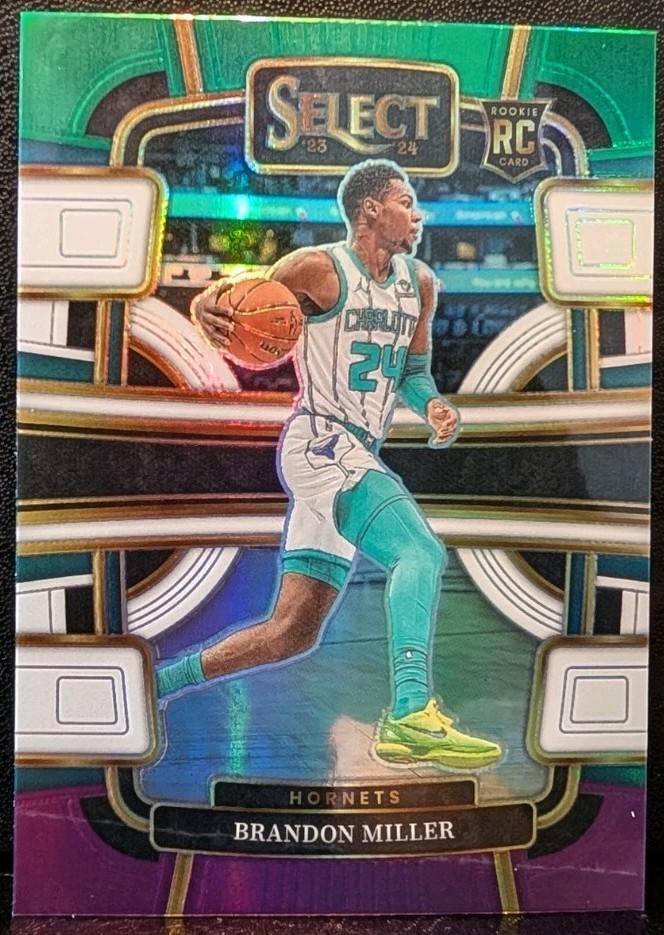 2023-24 Panini Select Concourse Brandon Miller RC Green White Purple Prizm #80