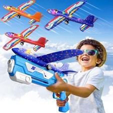 3 Pack Airplane Launcher Toys, 2 Flight Modes LED Foam Plane Toy for Boys,