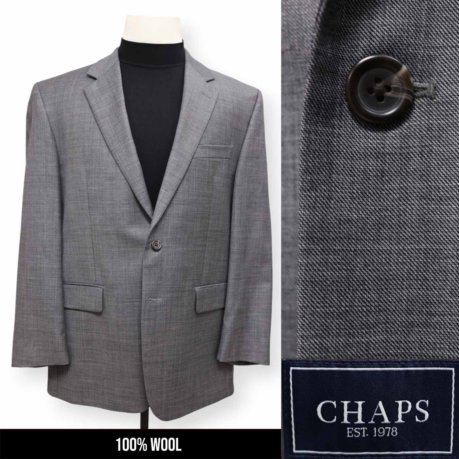CHAPS mens solid gray 100% WOOL two button sport … - image 1