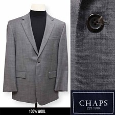 CHAPS mens solid gray 100 WOOL two button sport coat suit jacket blazer 42 R