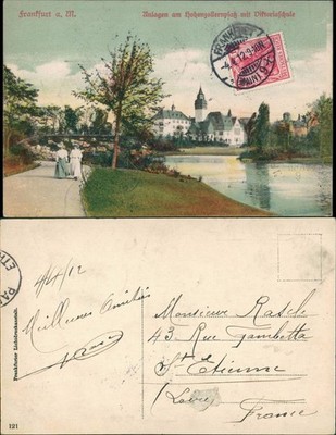 Ansichtskarte Westend-Frankfurt am Main Hohenzollernplatz Viktoriaschule 1912