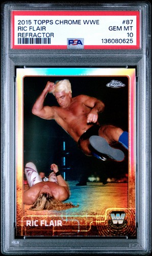 2015 WWE Topps Chrome Refractor Ric Flair PSA 10 #87 POP 10 WWF WCW RARE GOAT
