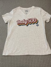 Official Indycar Womens Retro Indy 500 Racing V-Neck T Shirt Size Medium