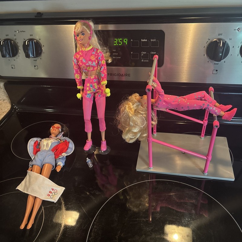 Gymnast Stacie 1995, 1993 Olympic Barbie, 96 Working Out Barbie