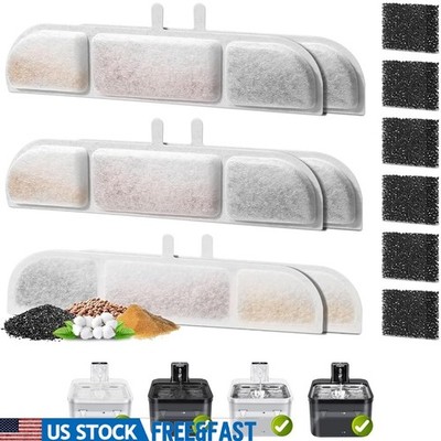 Water Filter Replacement Set Pet Fountains Activated Carbon Pre-Filter Sponge US