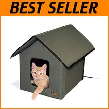 Heated Outdoor Cat House for Winter - 2 Doors, Safety Listed