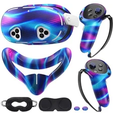 Silicone Cover Set Compatible with Meta/Oculus Quest 3s Accessories, VR 