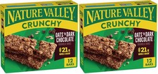 Nature Valley Crunchy Granola Bars, Oats 'n Dark 6 Count Pack of 2