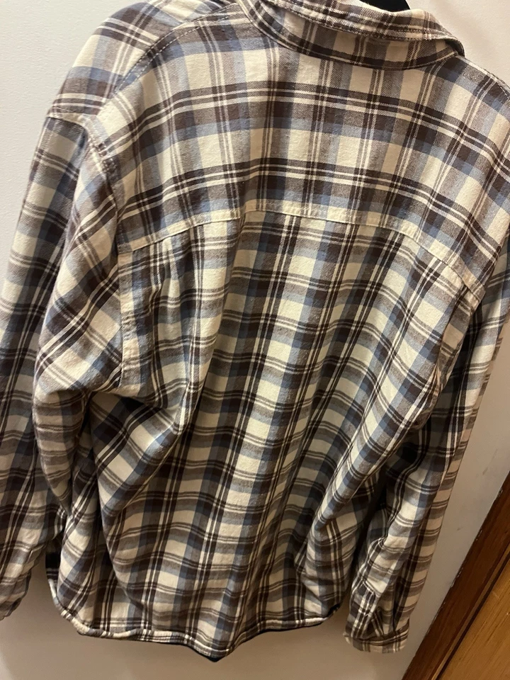 Camisa de franela vintage Boston Traders XL aguja única azul rojo amarillo a cuadros Foto 2 de 4