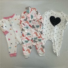 Carters Sleepers Bundle of 3 Baby Zip-Up Animal Lover Soft Cozy Cotton Fleece PJ
