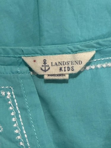 Lands End Kids Girls Aqua Swim Cover Up w/ White Embroidery Size 14 - Picture 5 of 7