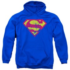 SUPERMAN CLASSIC LOGO DISTRESSED Licensed Adult Hooded Sweatshirt Hoodie SM-3XL