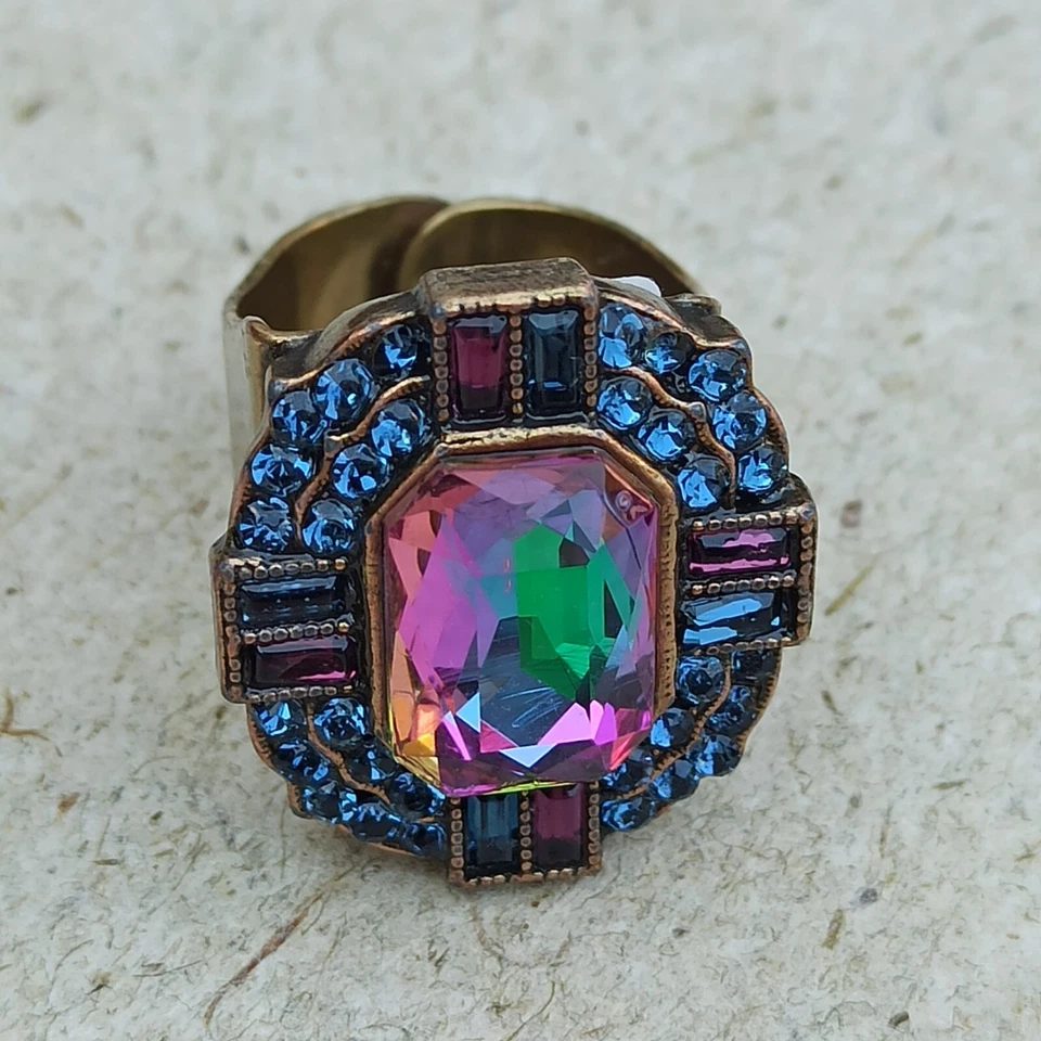 Anillo Michal Negrin Cóctel Macizo Azul Real Rosa y Cristal de Swarovski Aurora Foto 2 de 4