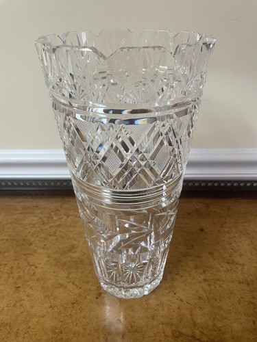 "Florero Waterford vintage de cristal tallado de 12"" grabado firmado en la parte inferior" - Imagen 1 de 8