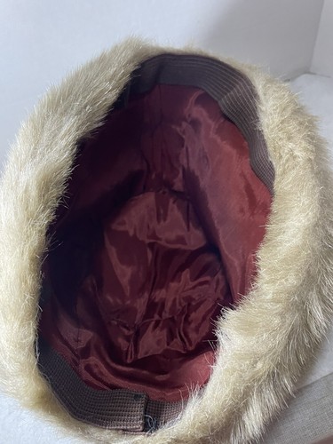 Womens Faux fur lined Hat light Brown Color Maroon Lining MCM Vintage - Bild 9 von 11