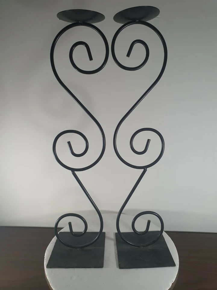 Tall Floor Candle Stand 1 Candle Pillar Holder Metal Scroll Body Flat Feet. - Image 4 of 4