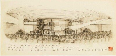 Dallas Theatre Center Art Print   Frank Lloyd Wright Rendering   Architecture