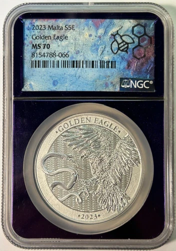 2023 Malta Golden Eagle 1 oz Silver Coin Certified NGC MS 70 Germania Mint