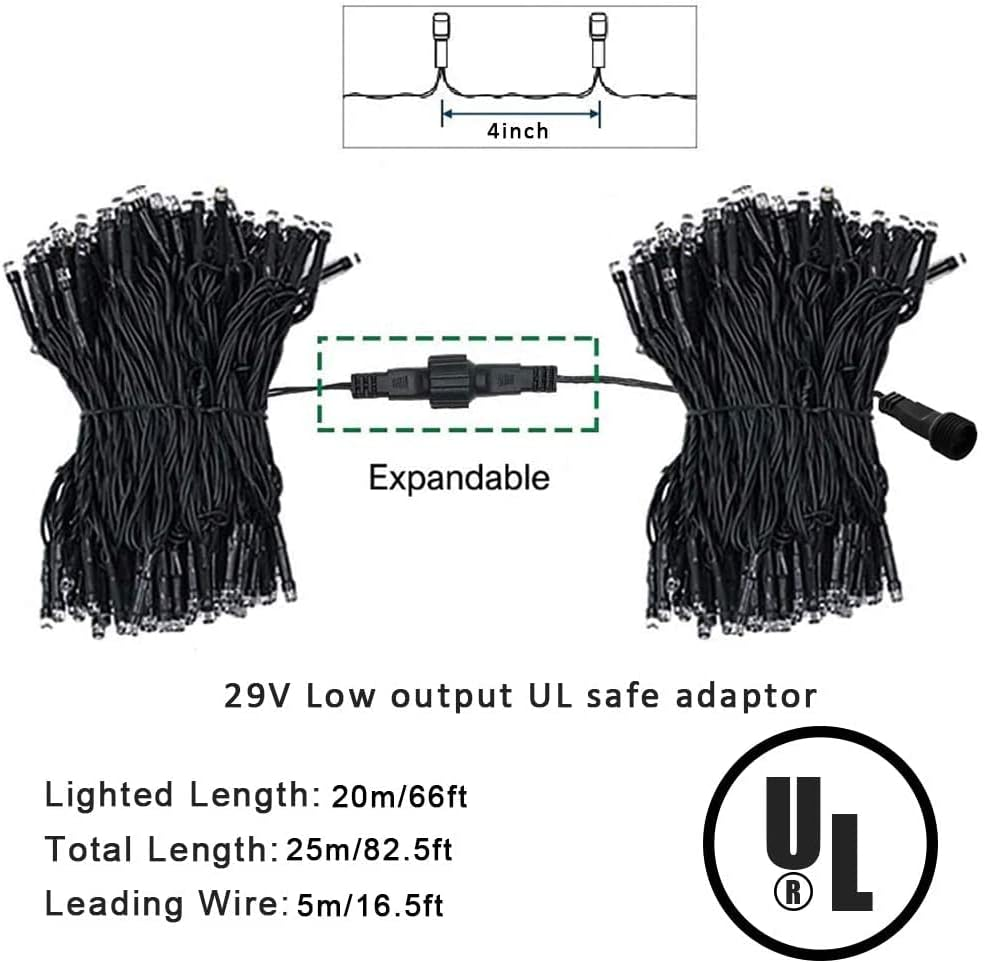 " 200 LED White Outdoor Christmas Lights, 66Ft Plug in Waterproof String Lights eBay