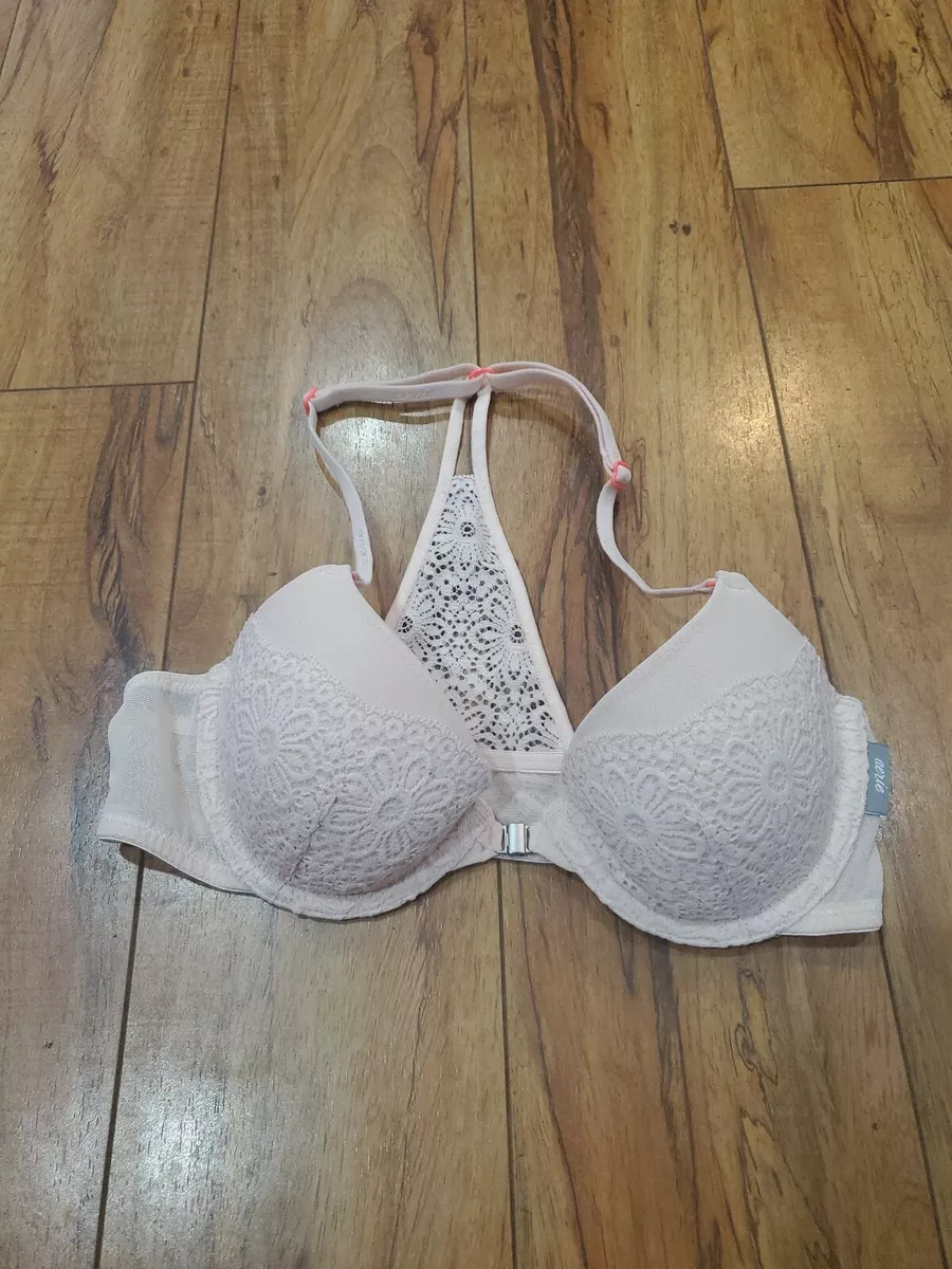 aerie light pink lightly line front closure bra size 32aa