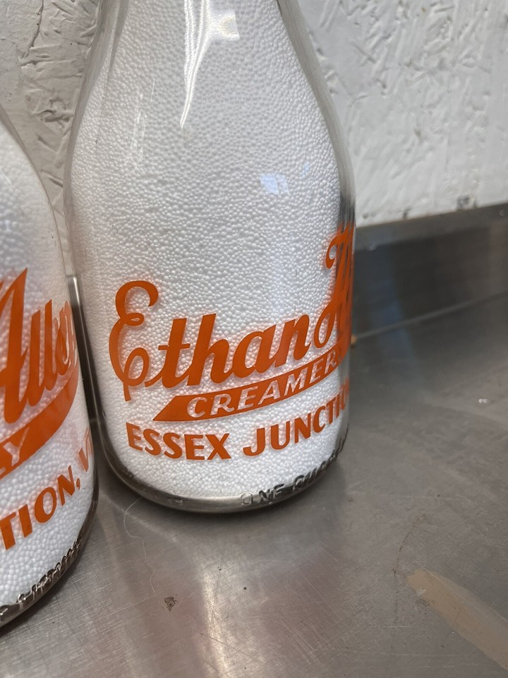 Ethan Allen Creamery Milk Bottle Quarts Essex Junction, Vermont