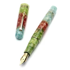 Leonardo Momento Zero Fountain Pen in Pura Vida with Gold Trim, Medium Nib NEW