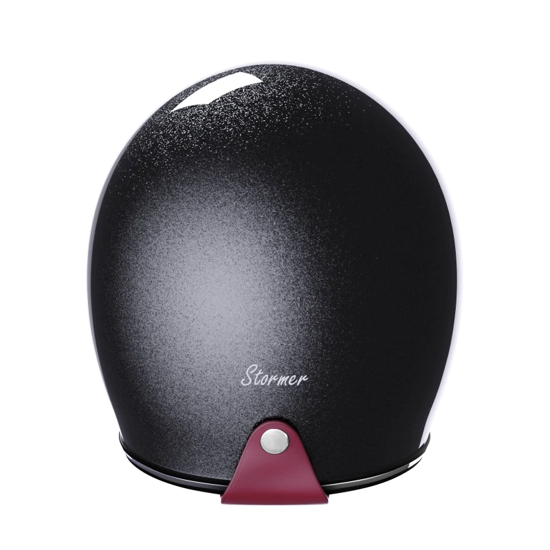 Casque Jet Moto Stormer Quartz Glitter Noir Brillant Café Racer Vintage Rétro - Photo 2/4