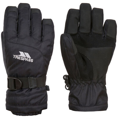 Trespass Simms Padded Skigloves Jungen Mädchen Ski Snowboard Winter Handschuhe - Schwarz