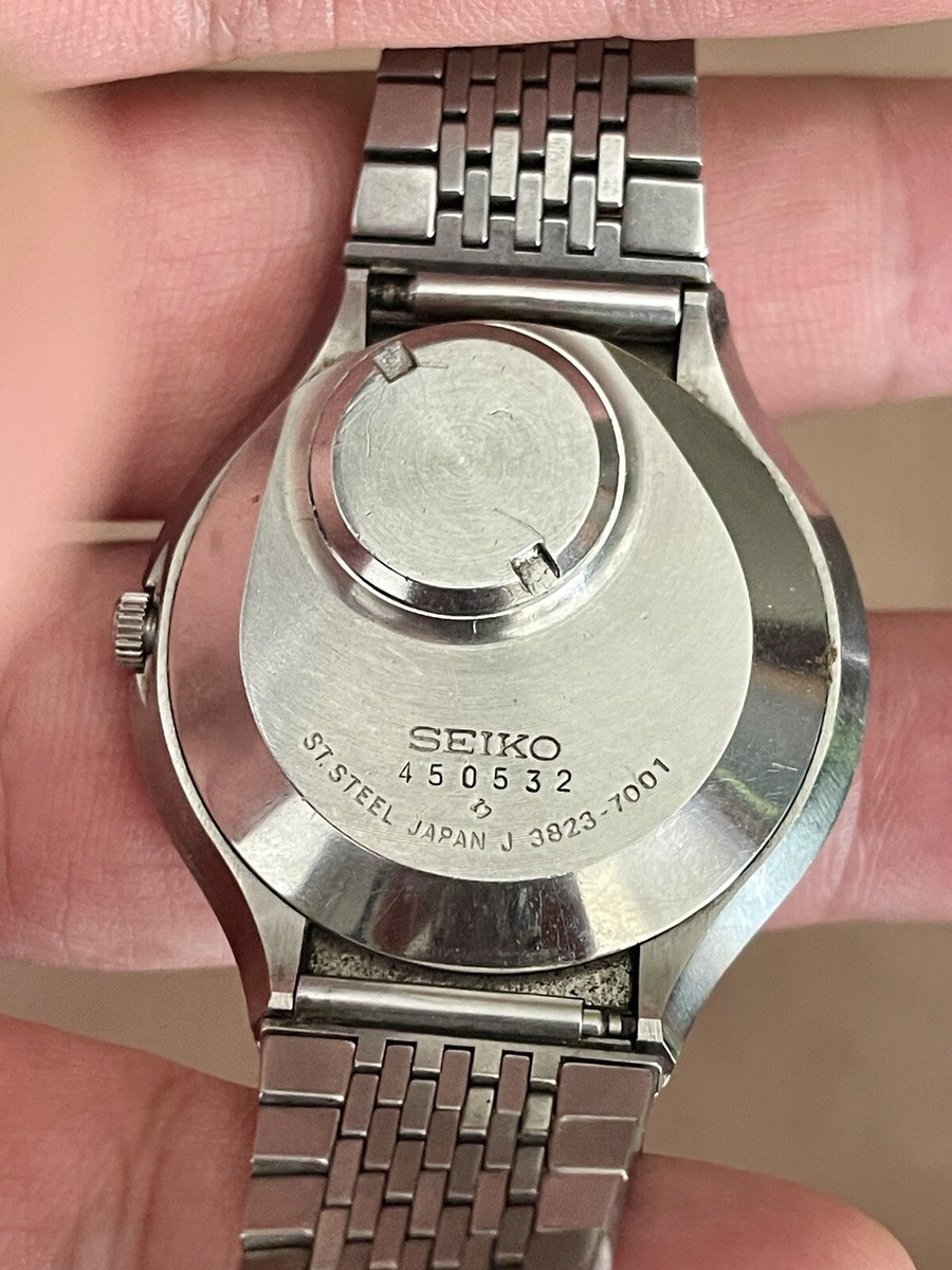 SEIKO  ✨V.F.A.✨3823-7001 Seiko V.F.A 3823-7001 Vintage Day Date Black Silver Round