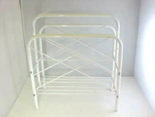 Magazine Rack White Metal Use For Newspaper As Well Used Good Condition