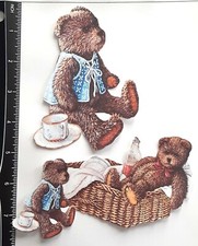 Lot of 2 Picnic Bears Tea Party SINGLE LAYER Embellishments 158