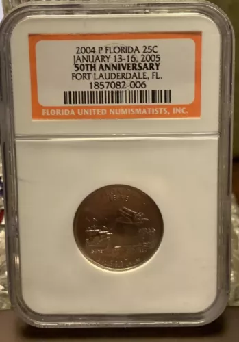 NGC 2004 P  Florida Quarter FUN 50th Anniversary Coin #006 of 100  Only 100 made