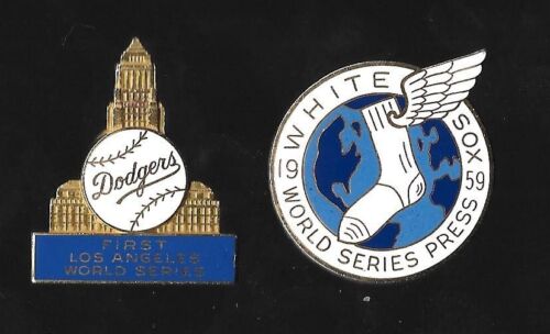 1959 WORLD'S SERIES PRESS LAPEL PINS LOS ANGELES DODGERS VS CHICAGO WHITE SOX