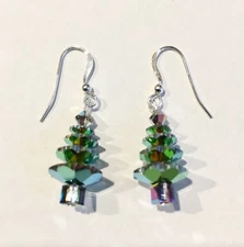 CHRISTMAS TREE EARRINGS made with VITRAIL MEDIUM SWAROVSKI CRYSTALS Jewelry, SS
