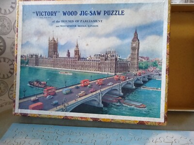 Victory Houses of Parliament London 300 Teile Holzpuzzle Vintage vollständig 