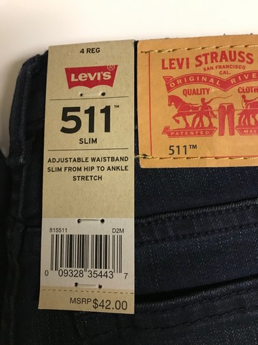 Levi's 511 Slim Stretch Boys Jeans Youth Size 4 Reg Retail $42.00 NEW - Picture 2 of 6