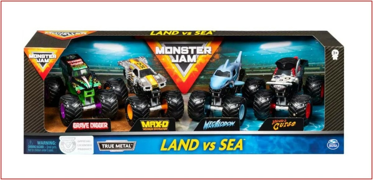 4 TRUCK - Monster Jam LAND vs SEA - MAX-D Megalodon PIRATE'S CURSE