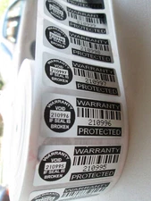 1000 1.75 x .75 Inch Chrome Tamper Evident Warranty Protection Security Labels