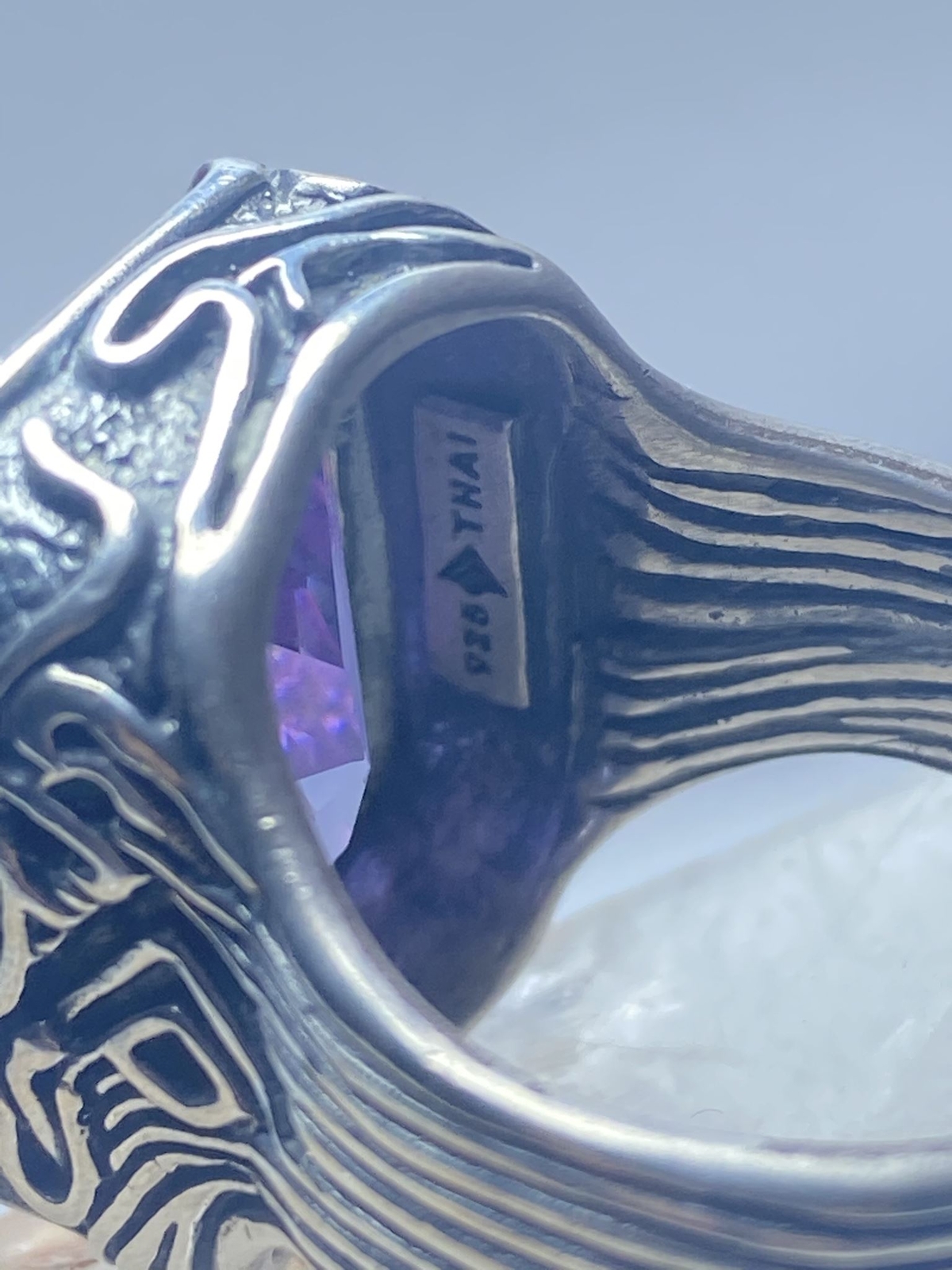 Silpada Ring Statement Purple bulky sterling silv… - image 11