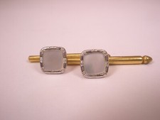 singles 2 5/16" Square White Mother of Pearl Vintage Formal Tux Shirt Stud h62
