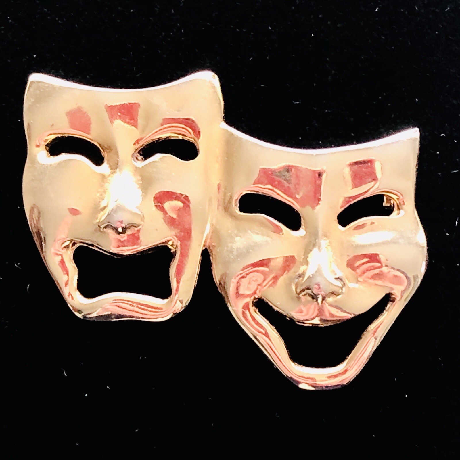 Vintage Comedy Tragedy Theater Drama Masks Brooch Pin… Gem