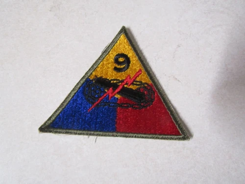 ORIGINAL MILITARY PATCH OLDER WW2 ERA US ARMY 9TH ARMORED DIVISION #2