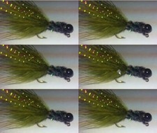 6pk Black Pearl, Olive Hand Tied Marabou Jigs-Steelhead,Trout 1/64-3/8 oz