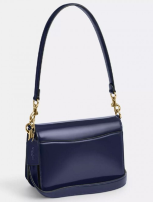 Coach Women's Navy Quinn Spazzolato Leather Shoulder/Crossbody Bag
