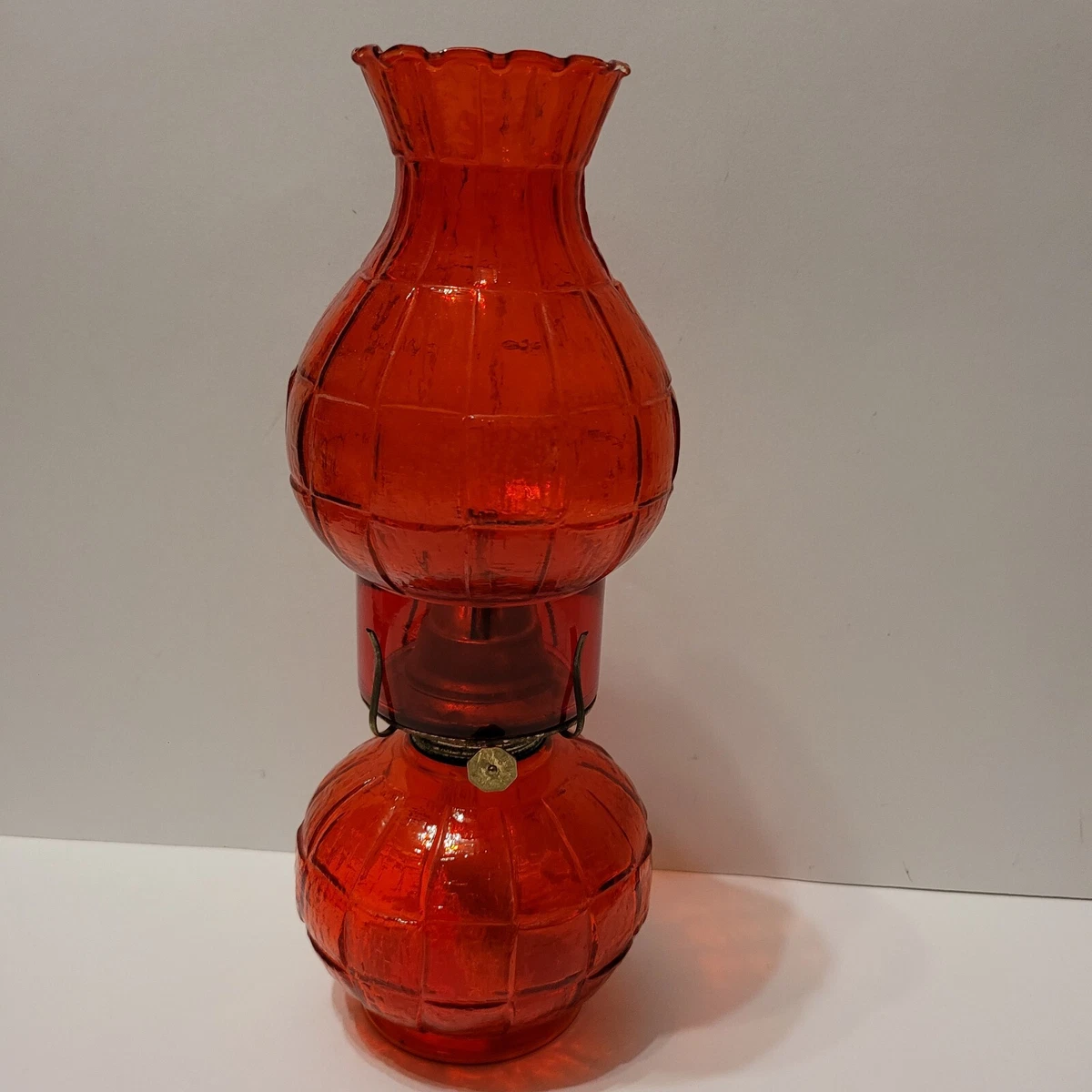 VIKING Ruby Red Window Panel Oil Lamp Vintage Eagle Burner 12.5