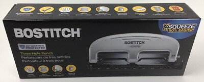 Bostitch EZ Squeeze 3 Hole Three Paper Punch  20-Sheet 2220AM Antimicrobial New