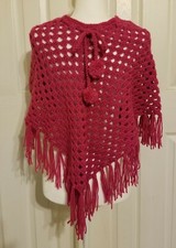 Girl's Handmade Crochet Poncho Adjustable Neck 8-10 Years approx ck measurements