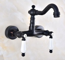 Black Oil Rubbed Brass Kitchen Faucet Bathroom Sink Mixer Tap Wall Mount snf823