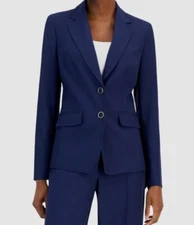 Nipon Boutique Women's Blue Two-Button Suit Separate Jacket Size 10
